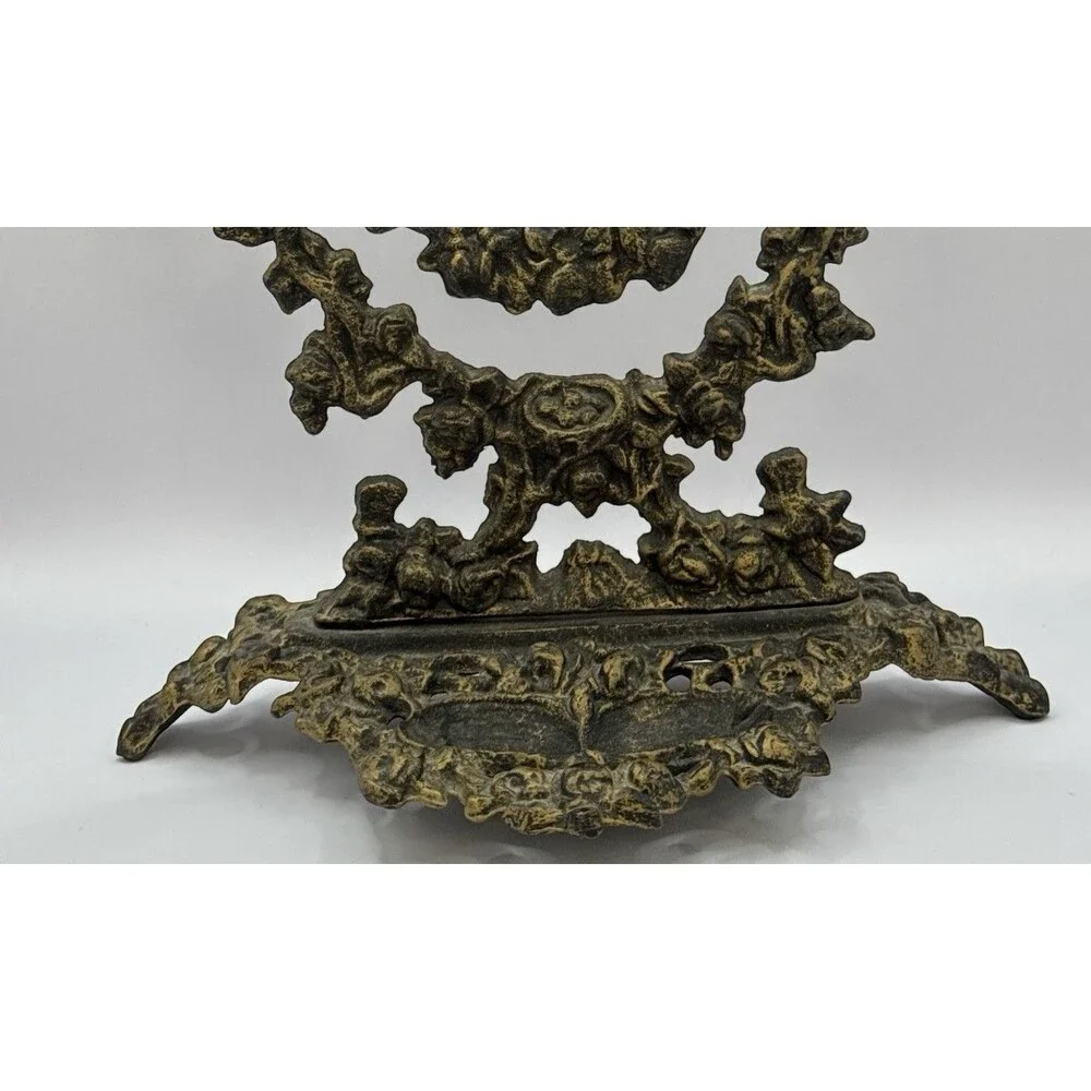 Vintage Style Ornate Vanity Mirror Metal Tabletop with Tray